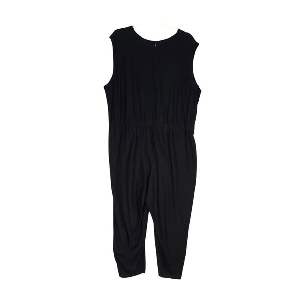 Eileen Fisher Stretch Crepe Sleeveless Black V Neck Jumpsuit XL - Picture 2 of 7